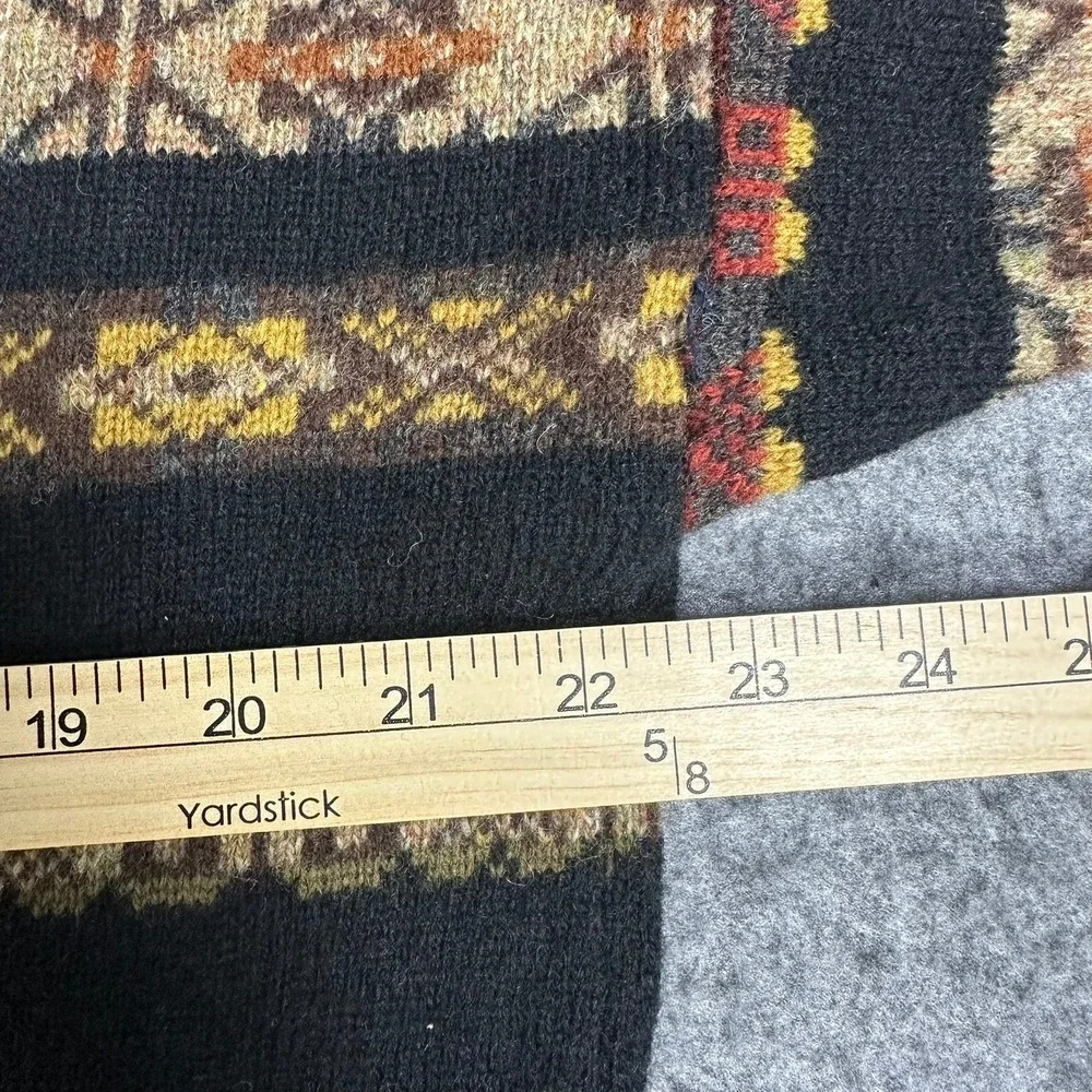 Geoffrey Beene Mens‎ M Black Multi Color Geometric Lambswool Sweater Crew Neck